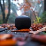 un assistant vocal type google home, ou apple est posé dans la nature