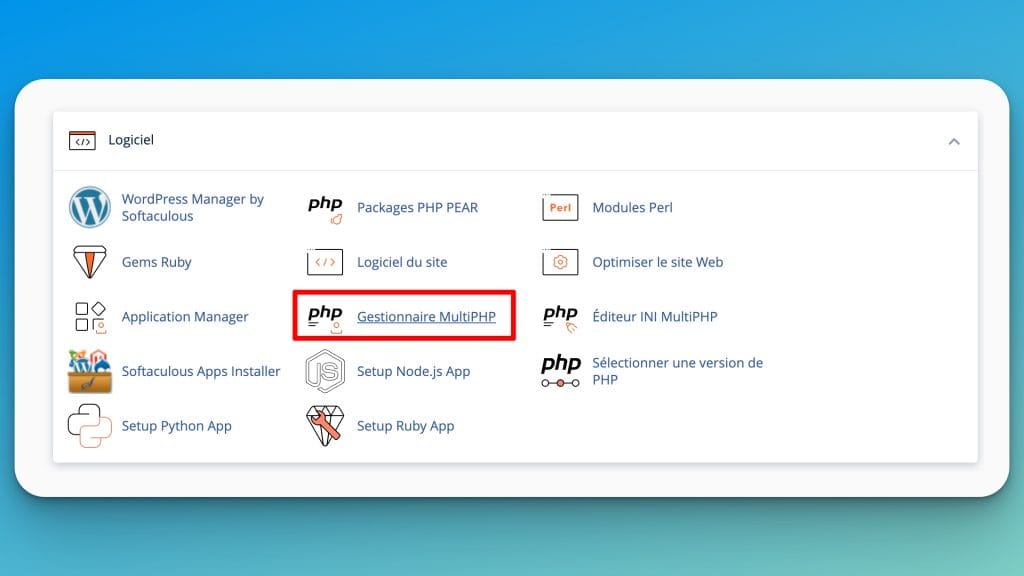 Le gestionnaire MultiPHP du cPanel